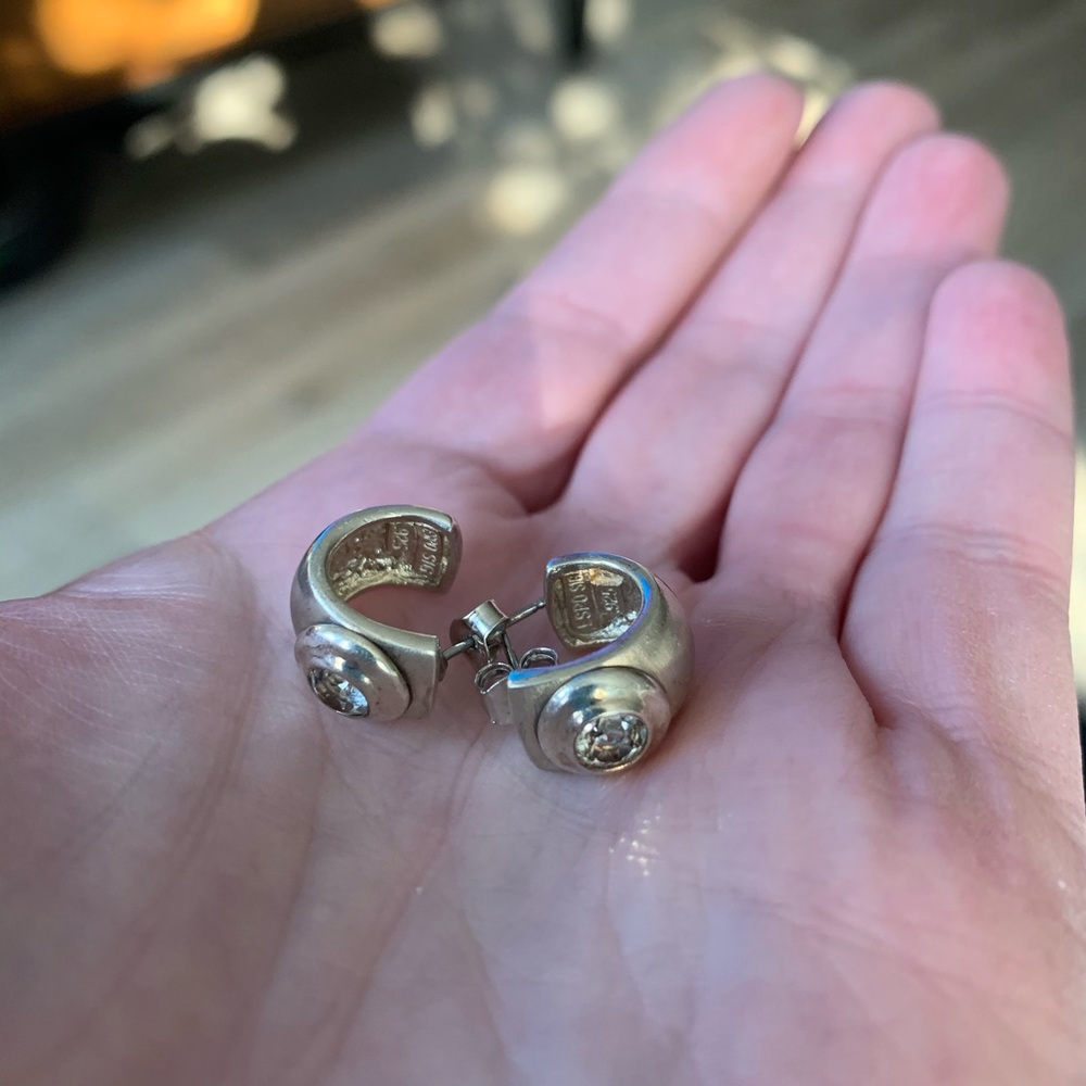 Joseph Esposito Sterling & CZ Huggie Hoop earrings